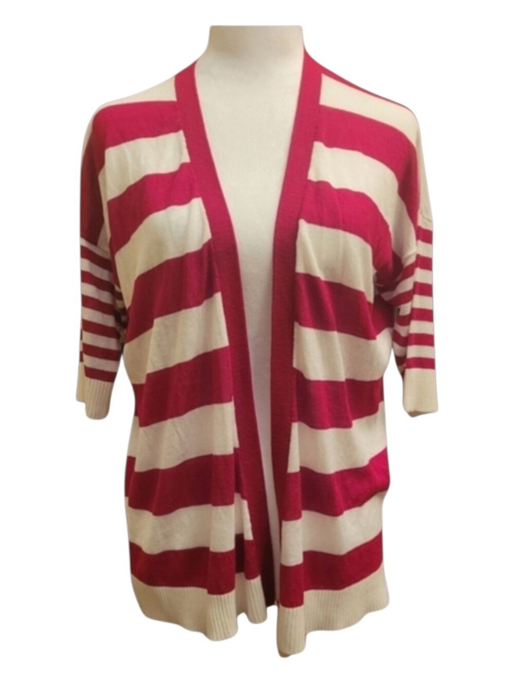 Dex Red and White Striped V-Neck Wrap Sweater